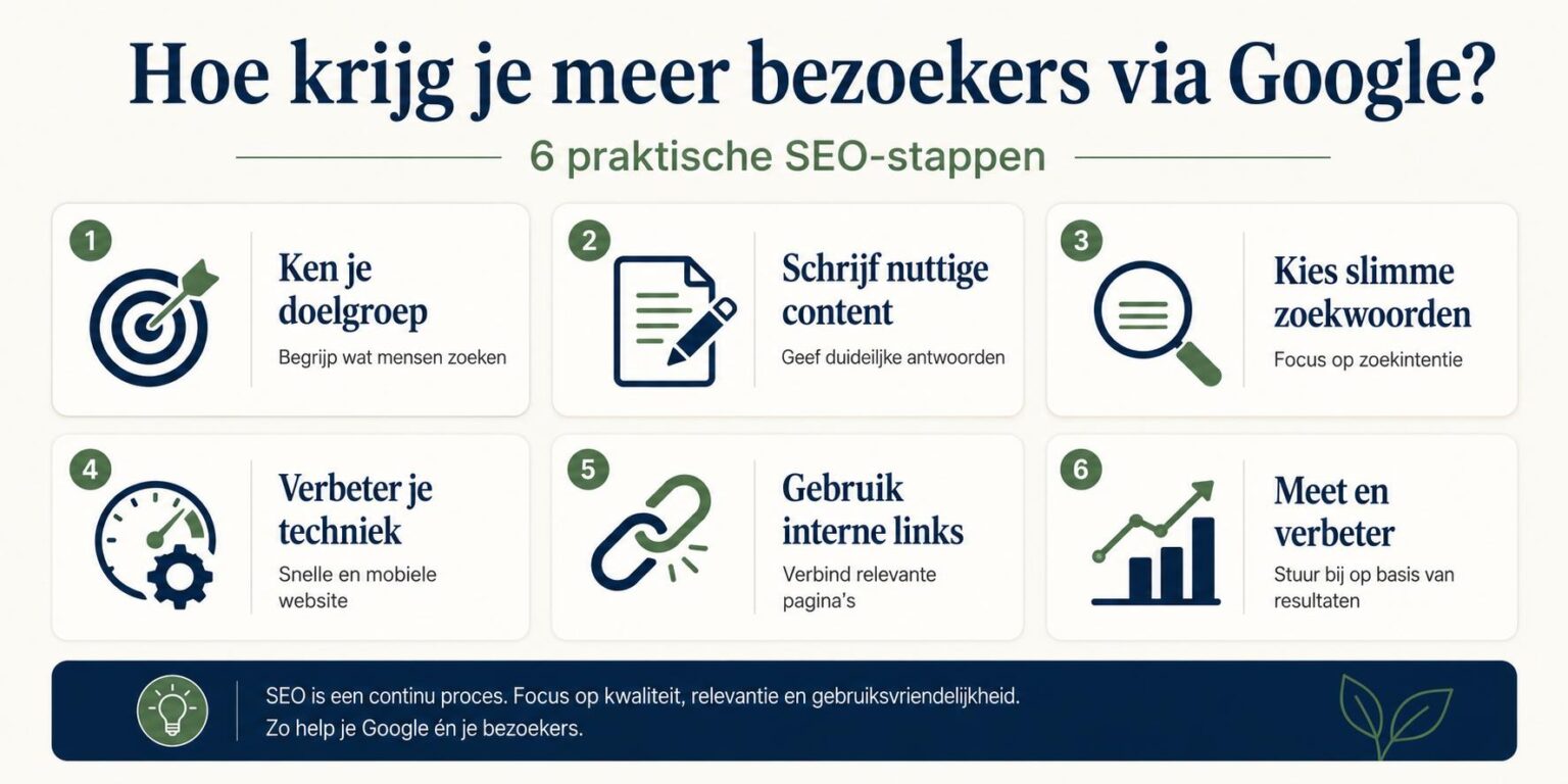 Infographic: meer bezoekers via Google door content, techniek en optimalisatie